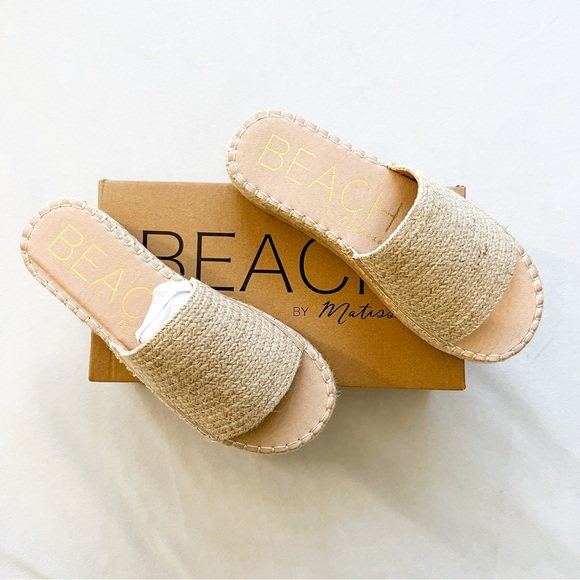 Matisse Natural Woven Slide Platform Sandals - Size 8 - Picture 2 of 5
